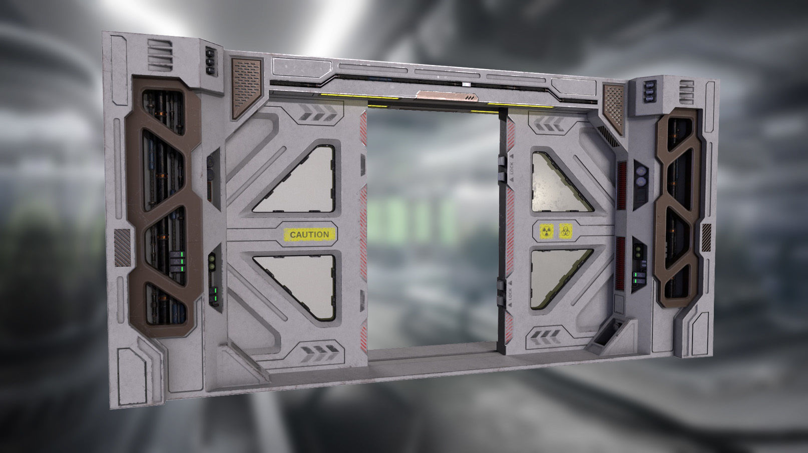 Scifi Laboratory moonbase Door  Low-poly 3D model_4