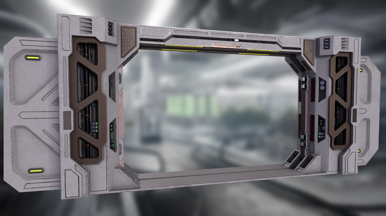 Scifi Laboratory moonbase Door  Low-poly 3D model_5