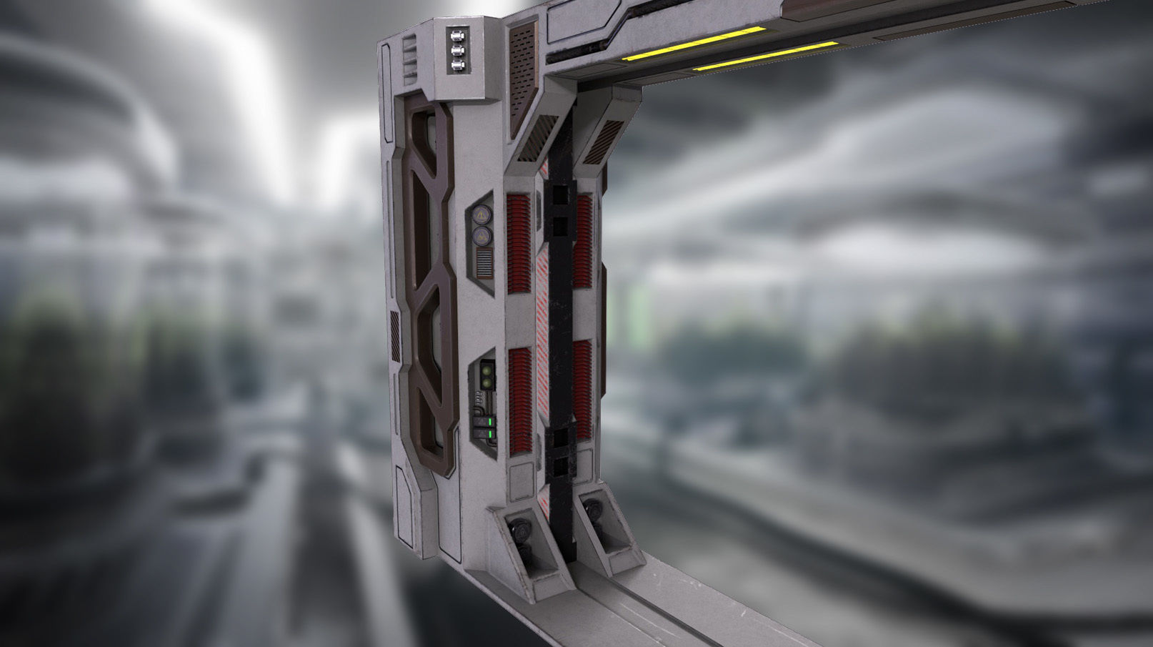 Scifi Laboratory moonbase Door  Low-poly 3D model_6