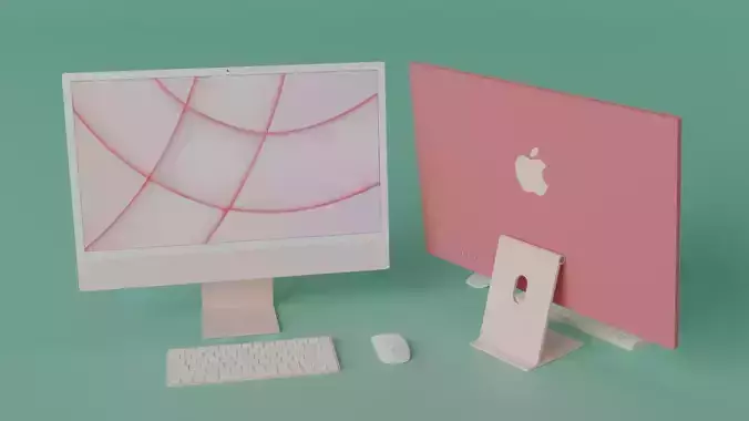 iMac 24-inch 2021 Pink 3D model | CGTrader