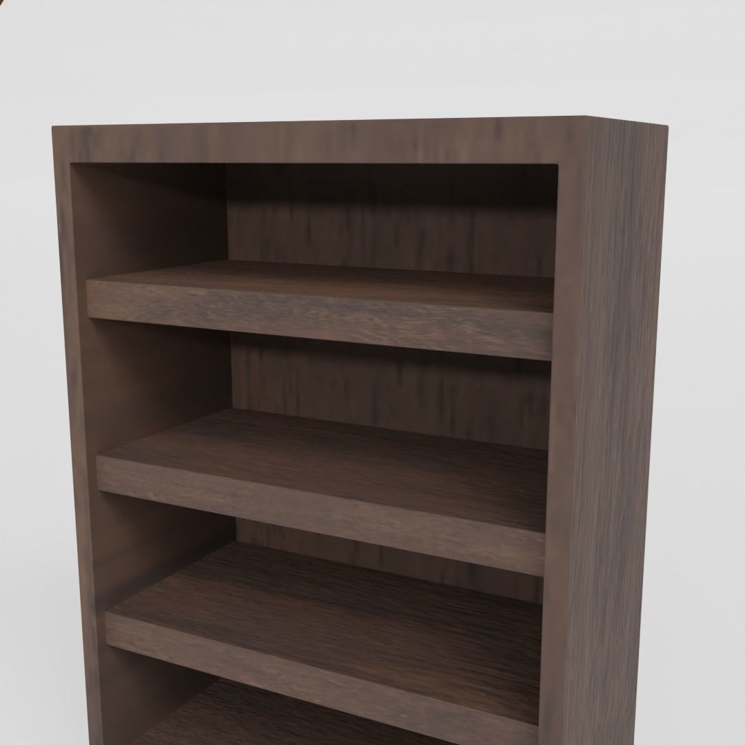 wooden Book Self Low Poly Low-poly 3D model_4