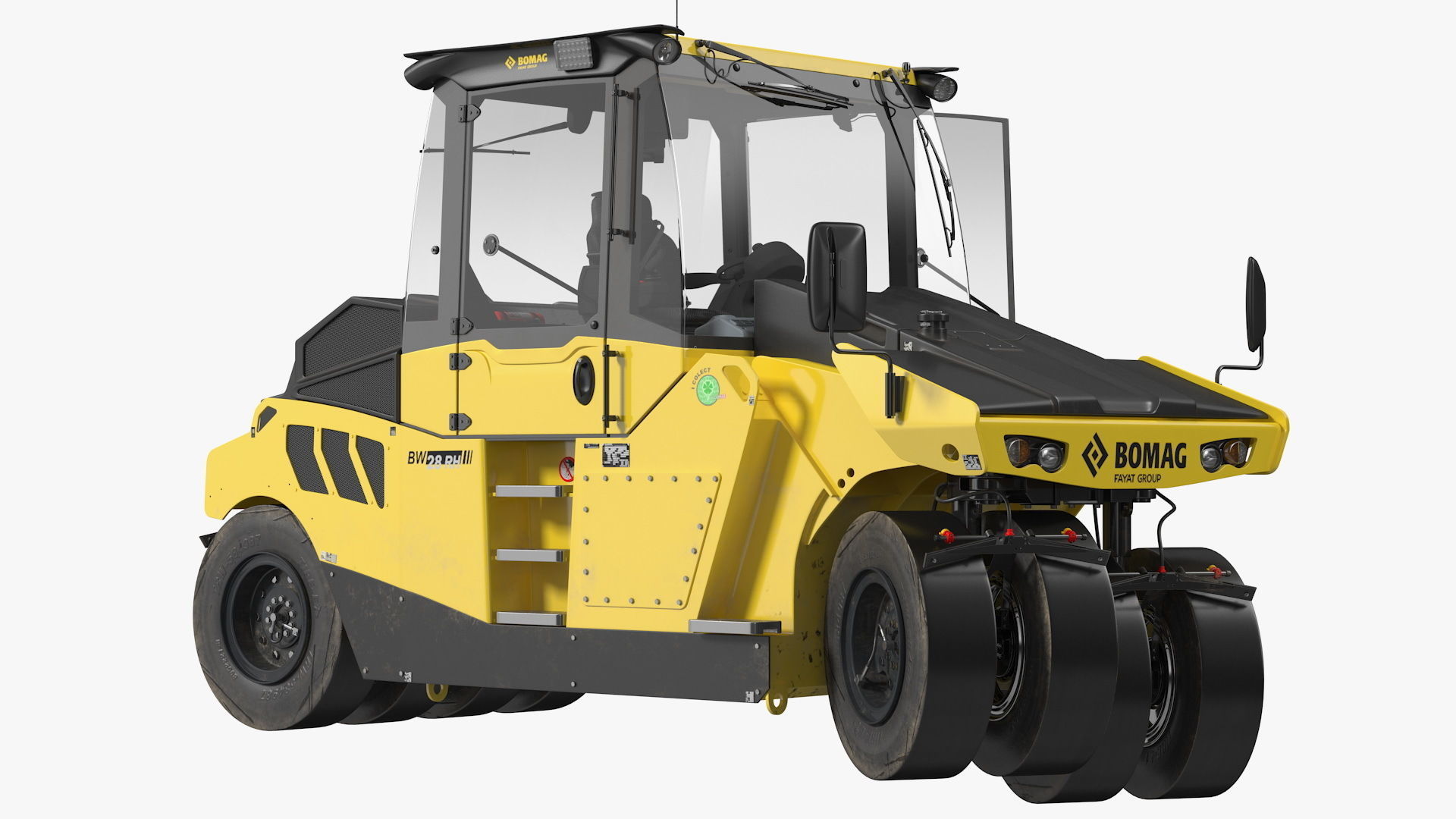 Bomag BW 28 RH Pneumatic Tired Compactor Dusty Rigged 3D model_9