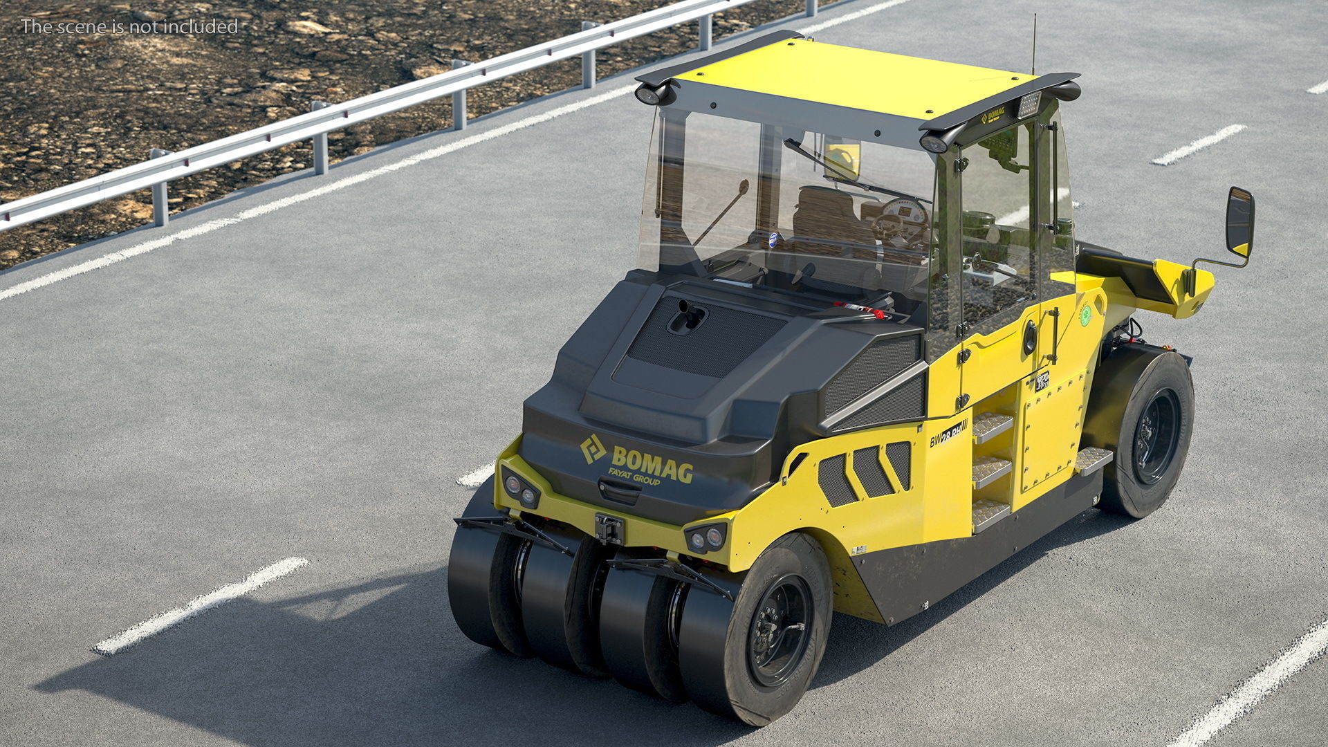 Bomag BW 28 RH Pneumatic Tired Compactor Dusty Rigged 3D model_3