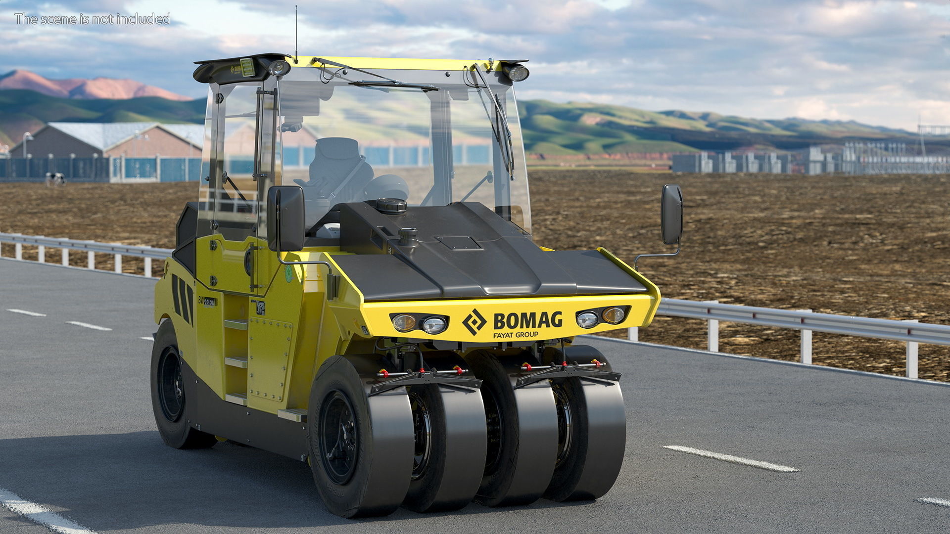 Bomag BW 28 RH Pneumatic Tired Compactor Dusty Rigged 3D model_4