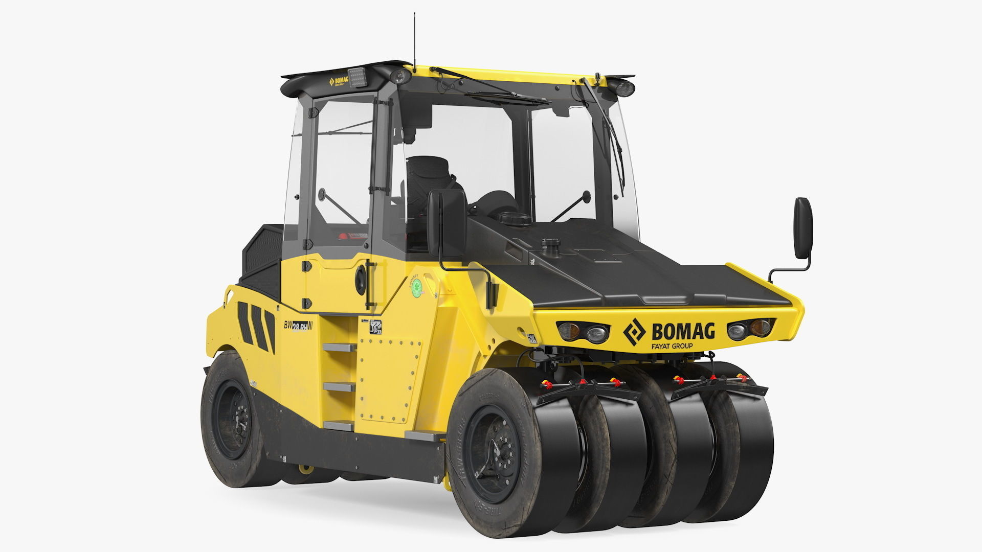 Bomag BW 28 RH Pneumatic Tired Compactor Dusty Rigged 3D model_10