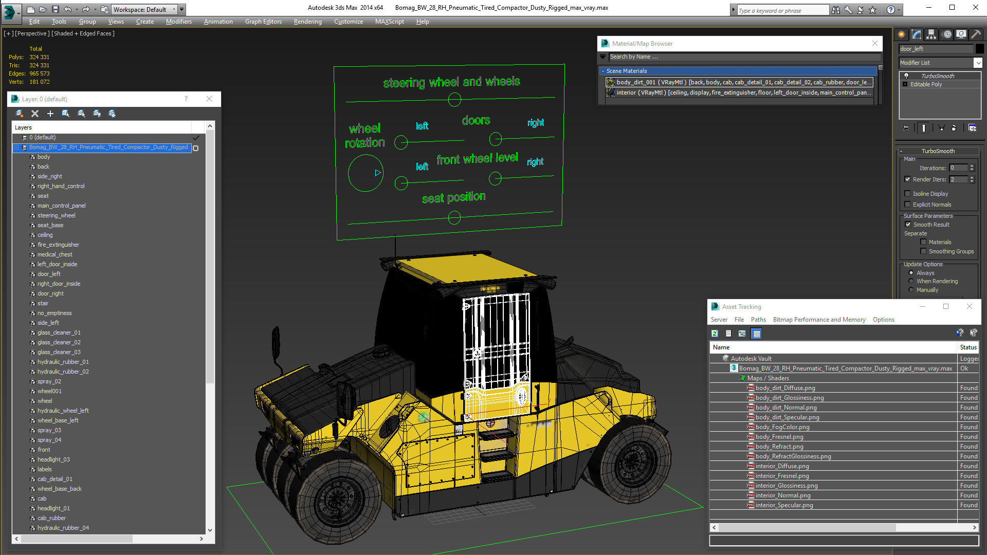 Bomag BW 28 RH Pneumatic Tired Compactor Dusty Rigged 3D model_28