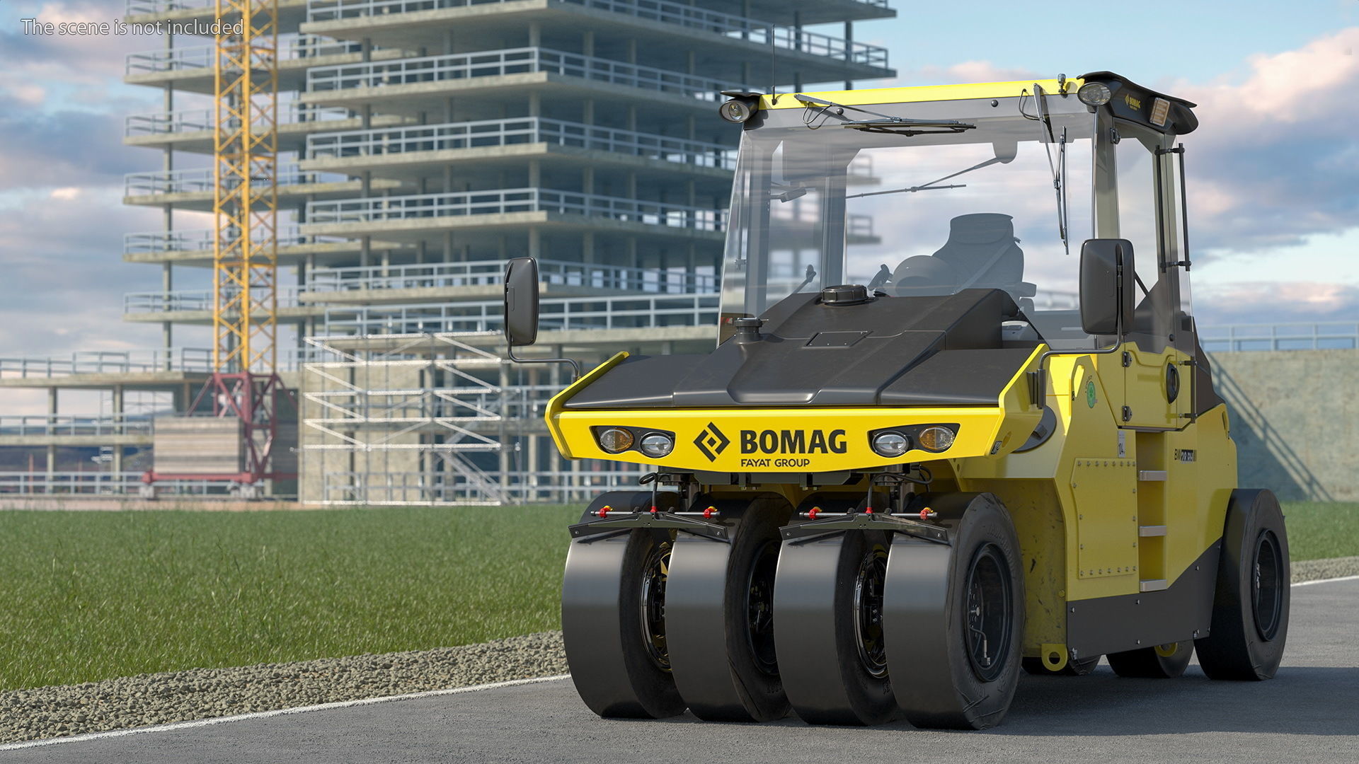 Bomag BW 28 RH Pneumatic Tired Compactor Dusty Rigged 3D model_2
