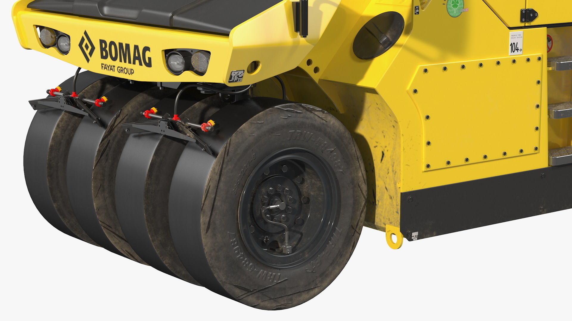 Bomag BW 28 RH Pneumatic Tired Compactor Dusty Rigged 3D model_17