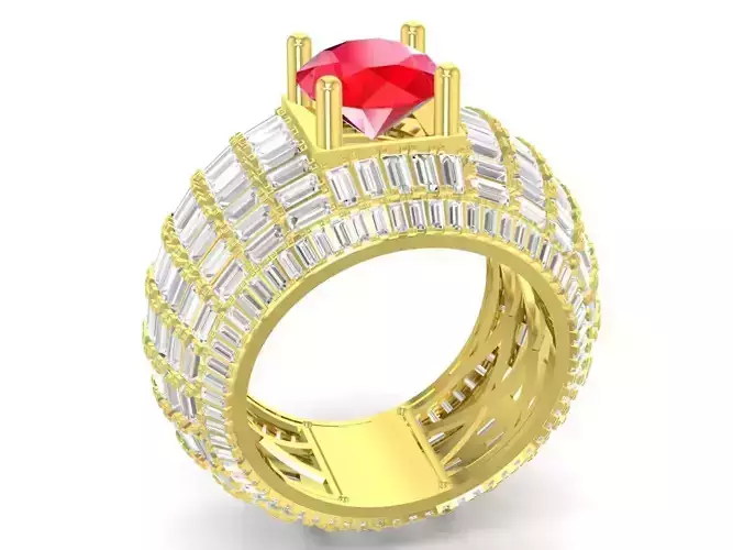 korea baguatte diamond men ring 3704