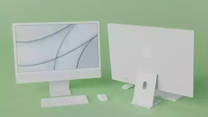 iMac 24-inch 2021 Silver 3D model