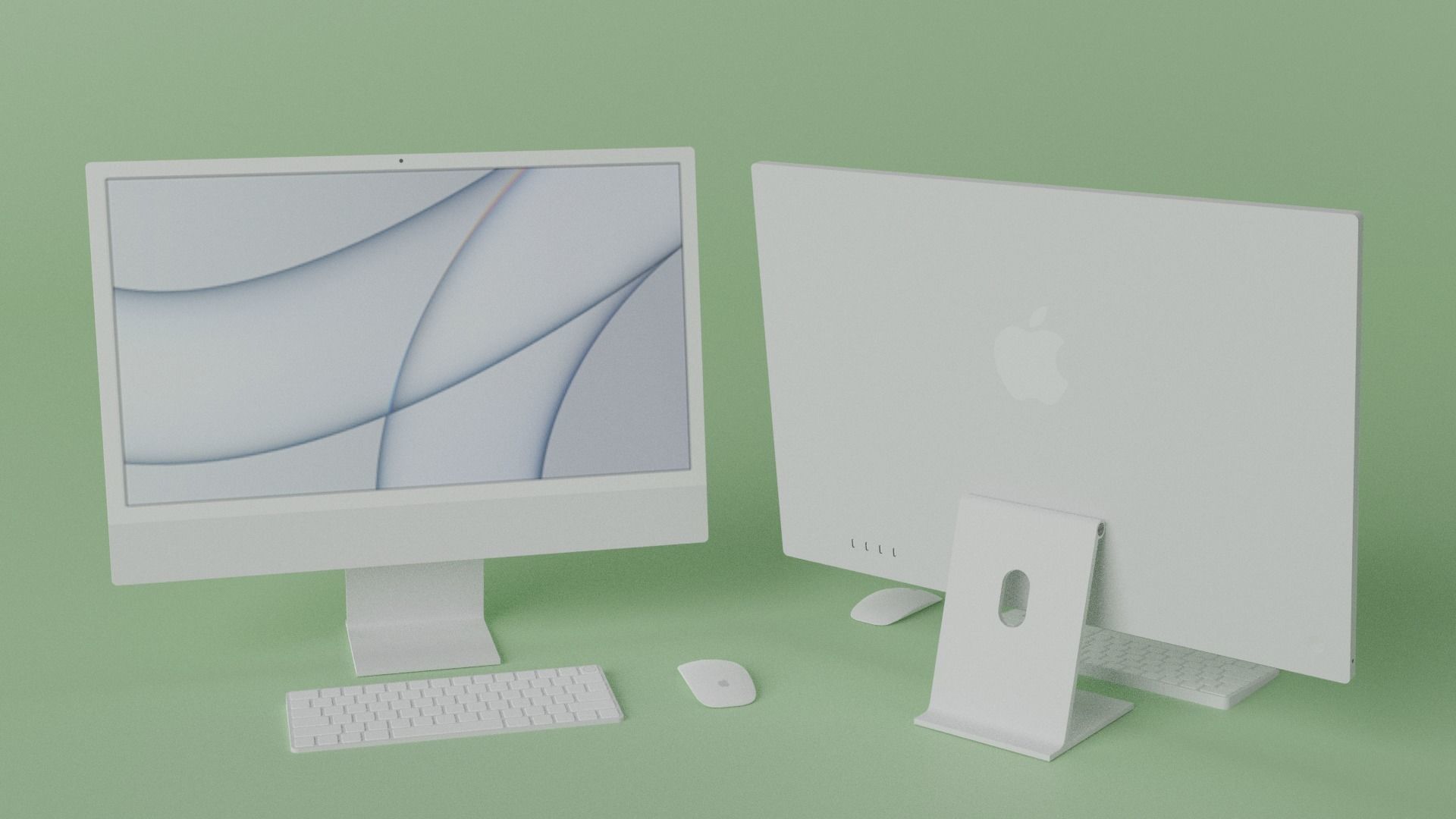 iMac 24-inch 2021 Silver 3D model_9