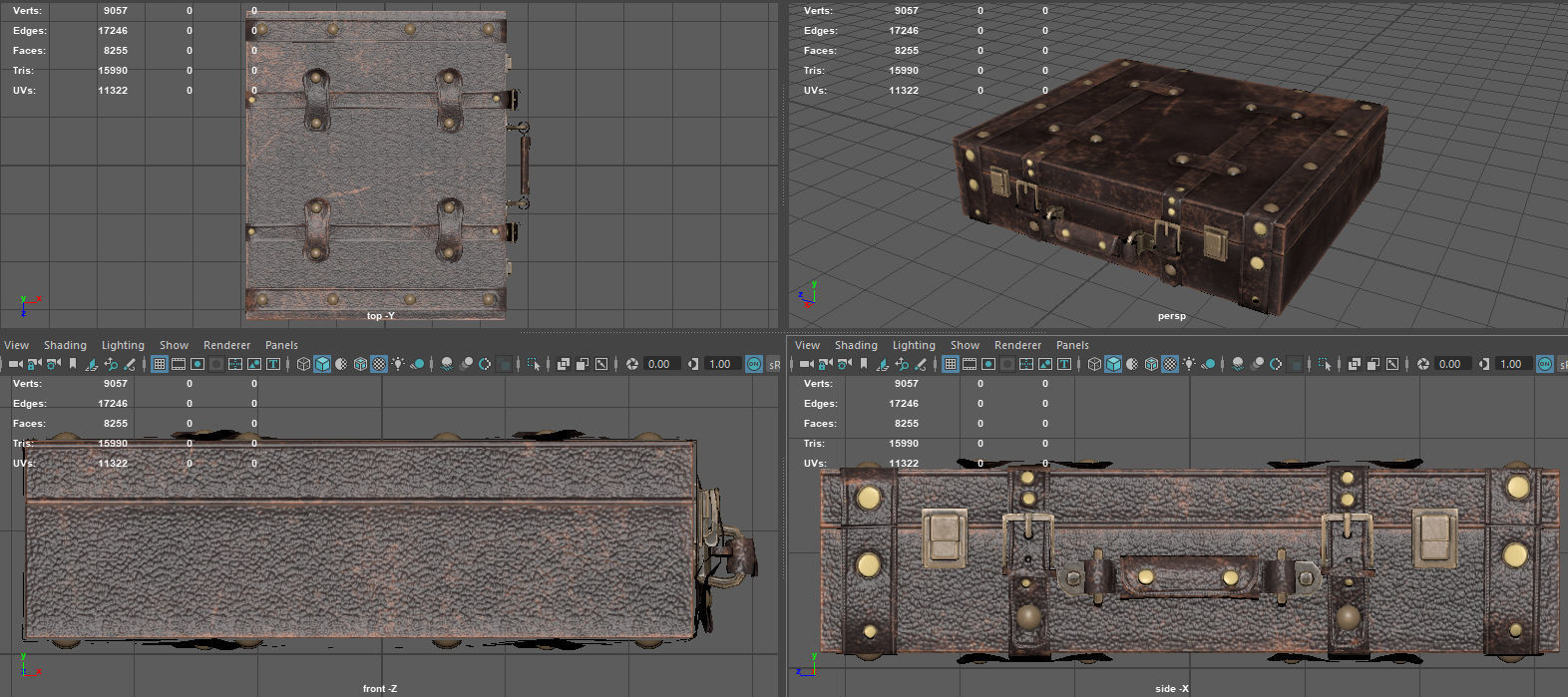 Vintage Suitcase  Low-poly 3D model_9