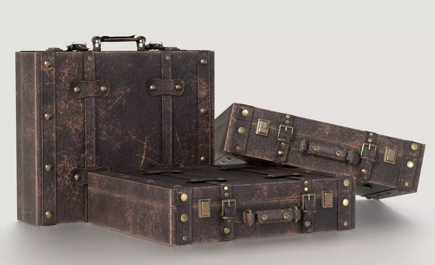Vintage Suitcase  Low-poly 3D model_0