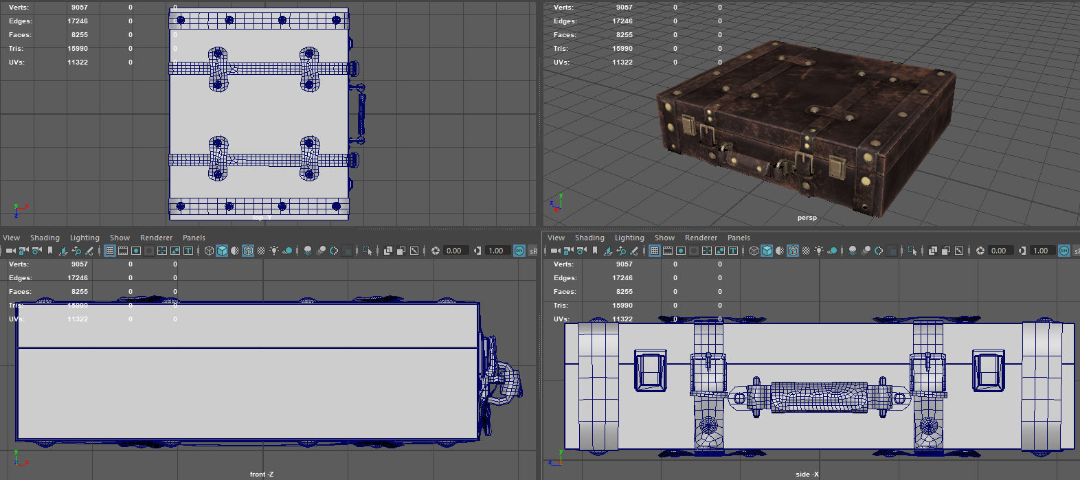 Vintage Suitcase  Low-poly 3D model_11
