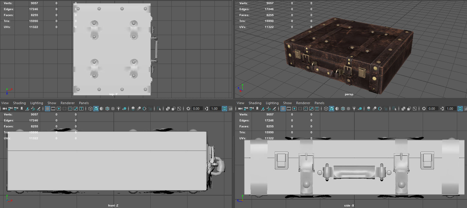 Vintage Suitcase  Low-poly 3D model_10