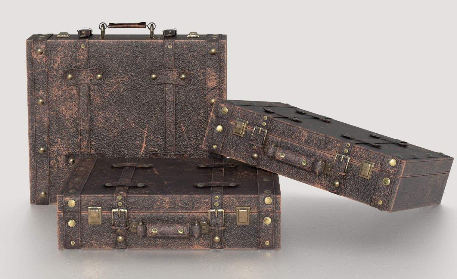 Vintage Suitcase  Low-poly 3D model_2