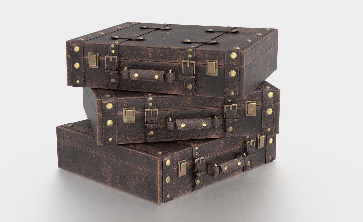 Vintage Suitcase  Low-poly 3D model_1