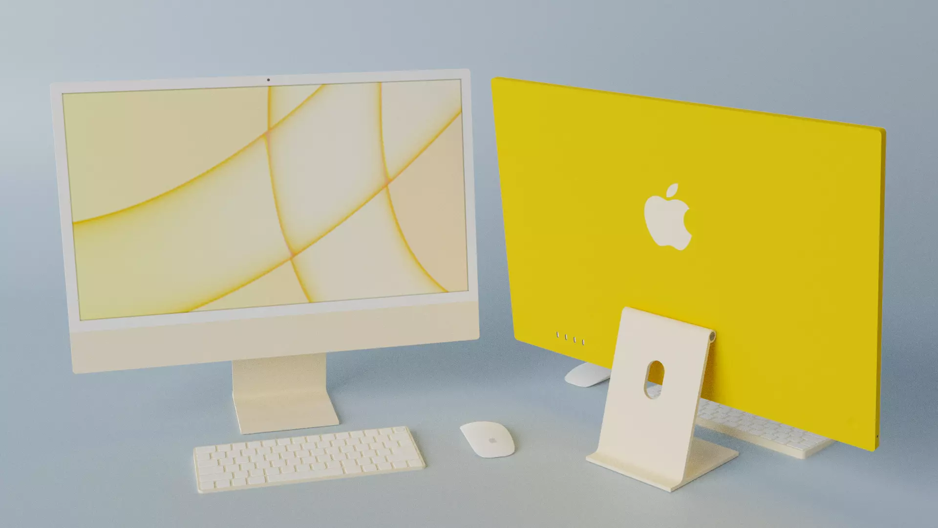 iMac 24-inch 2021 Yellow 3D model_0