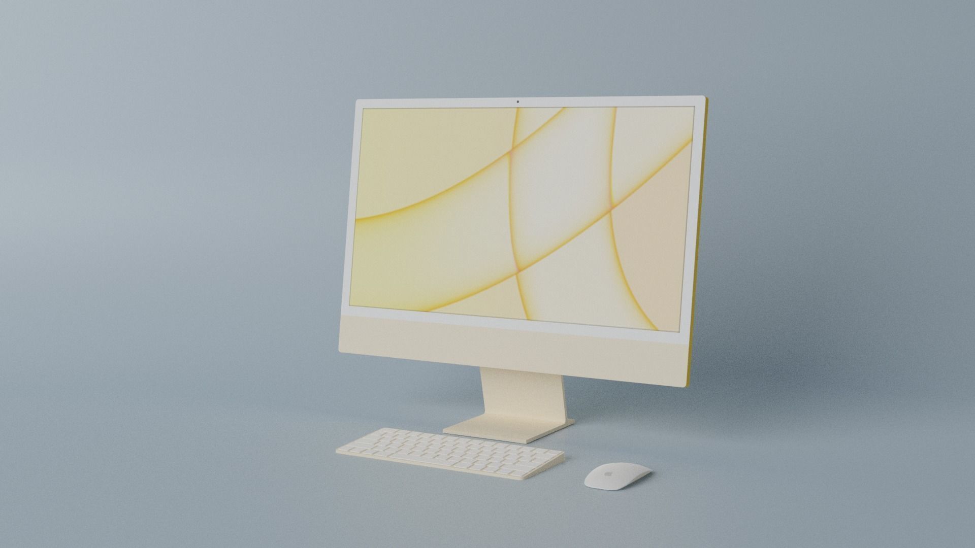 iMac 24-inch 2021 Yellow 3D model_1