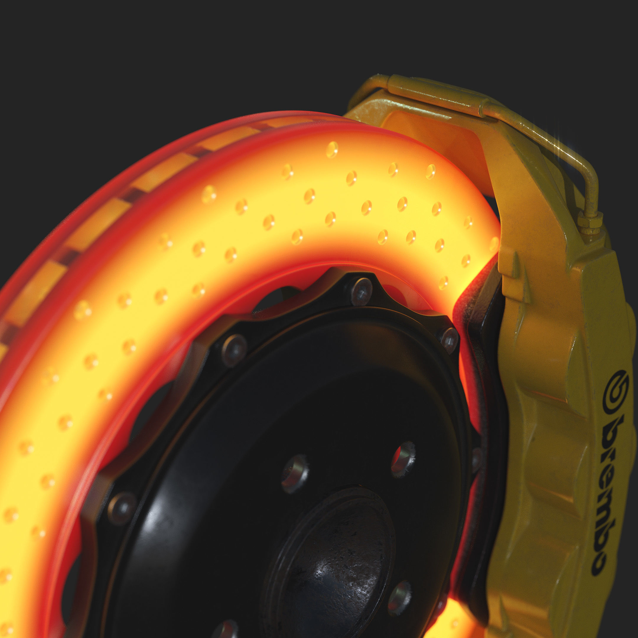 Brakes Brembo 6 Pots SubD 3D model_5