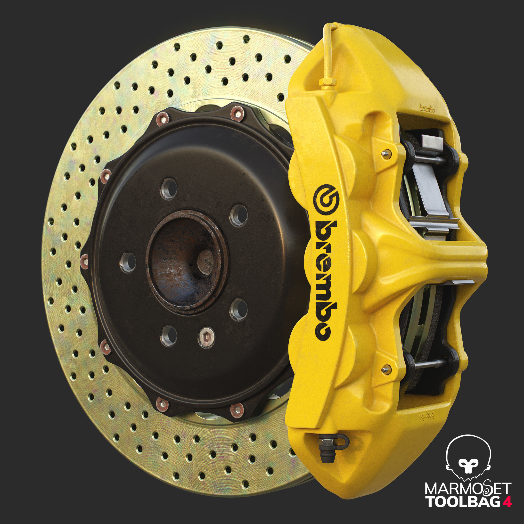 Brakes Brembo 6 Pots SubD 3D model_15