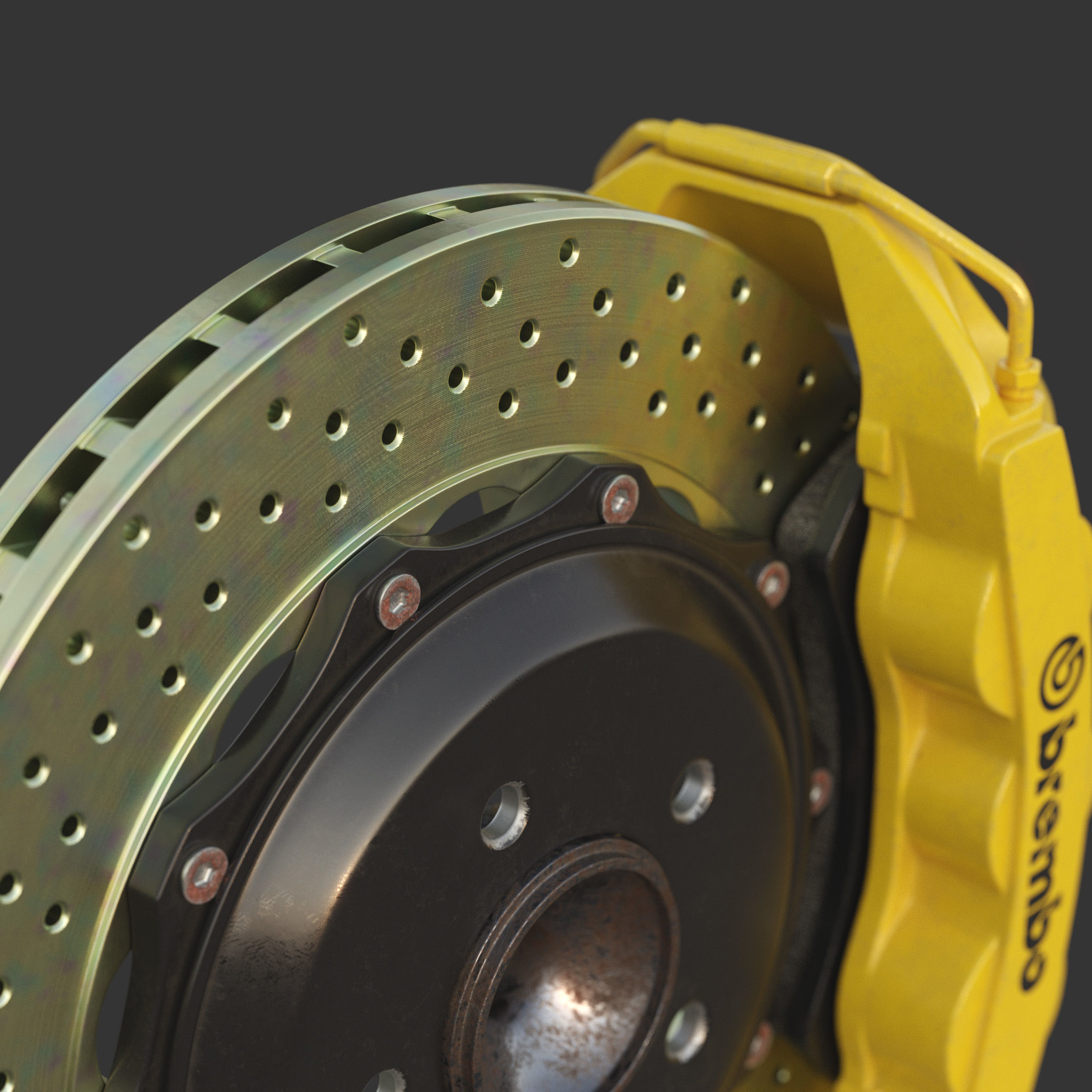 Brakes Brembo 6 Pots SubD 3D model_6