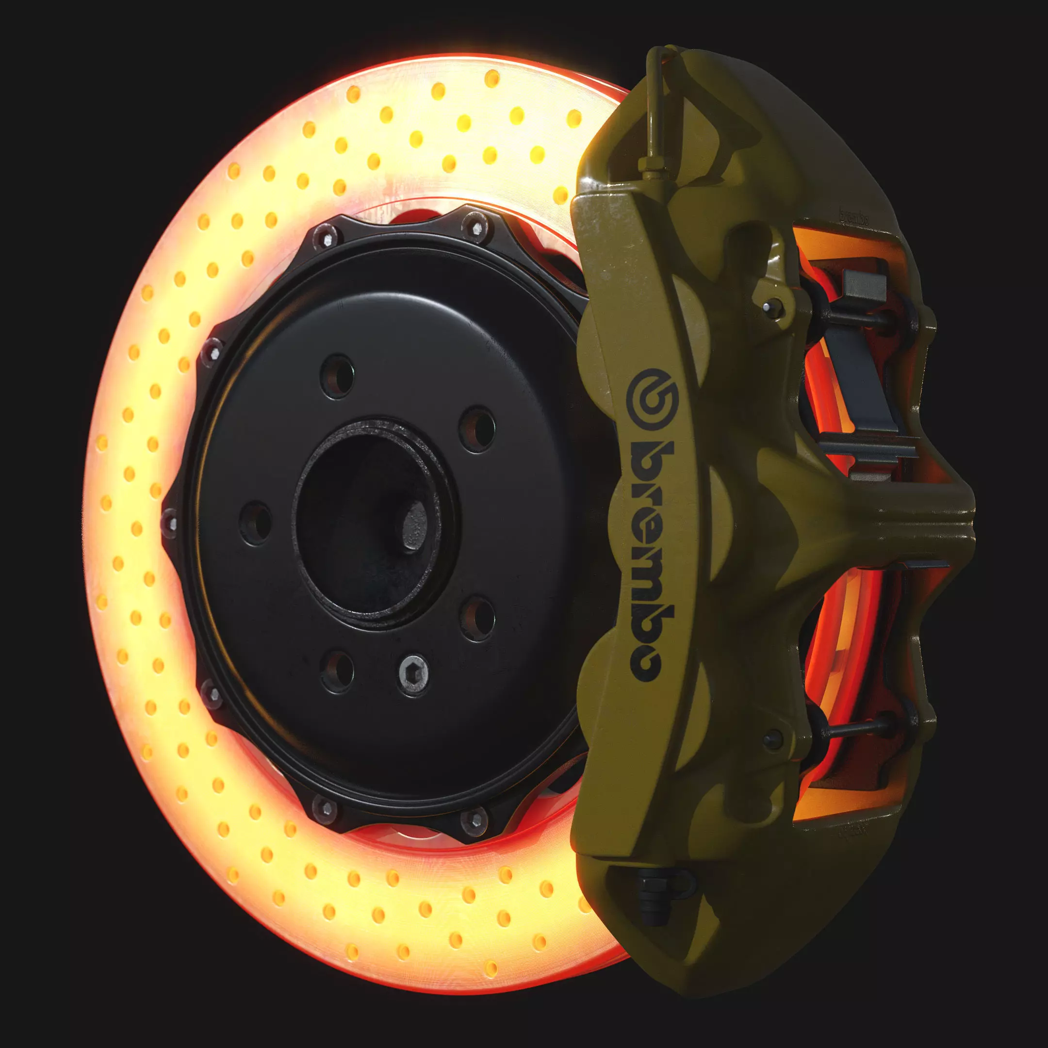 Brakes Brembo 6 Pots SubD 3D model_0