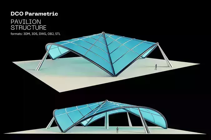 Architectural Tensile Structure 3 sides 3D model