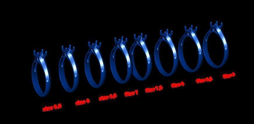solitaire with ring sizes  8 part S109 3D print model_13