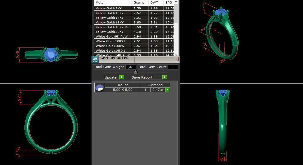solitaire with ring sizes  8 part S109 3D print model_12