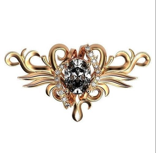 heart pendant with patterns and stones 3D print model