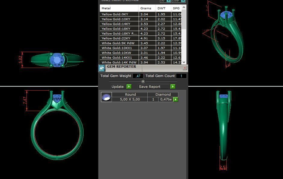 solitaire with ring sizes  8 part S110 3D print model_12
