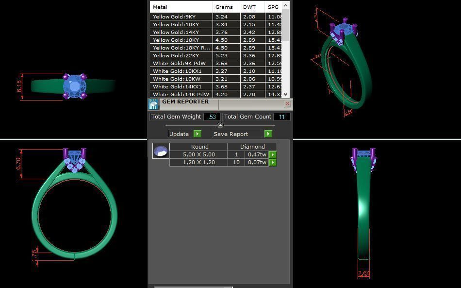 solitaire with ring sizes  8 part S111 3D print model_12