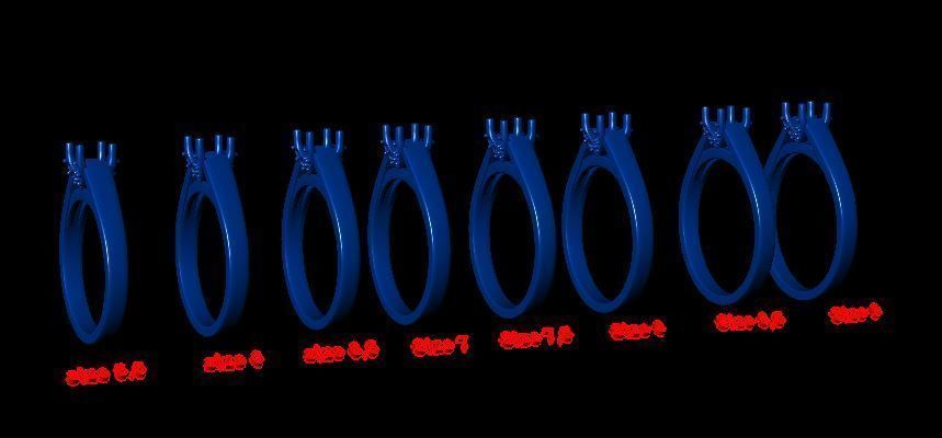 solitaire with ring sizes  8 part S111 3D print model_13