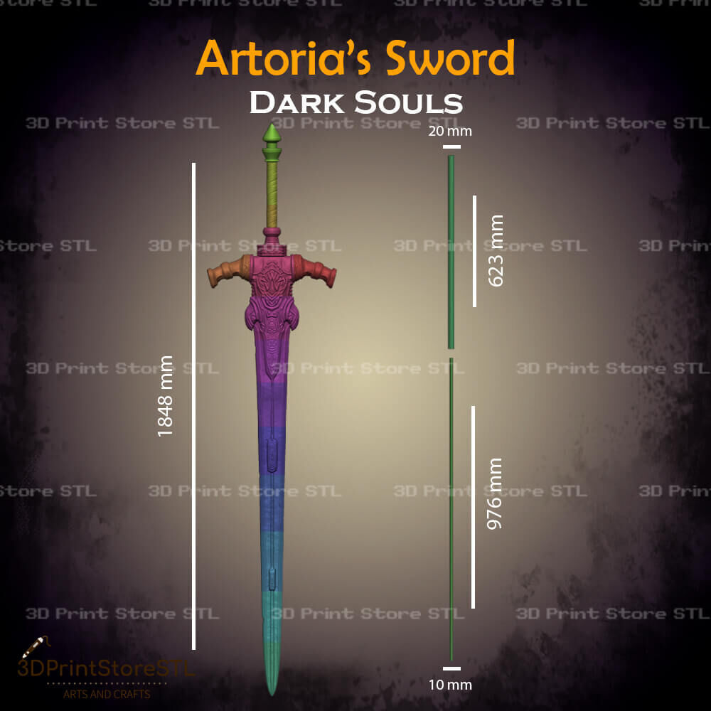 Artorias Sword Cosplay Dark Soul - STL File 3D print model_3