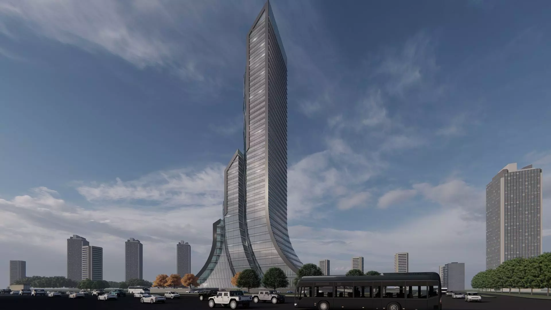 Skyscraper futuristic in beijing Free 3D model