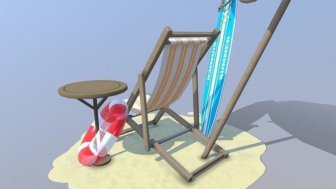 Beach Scene Low-poly 3D model 7