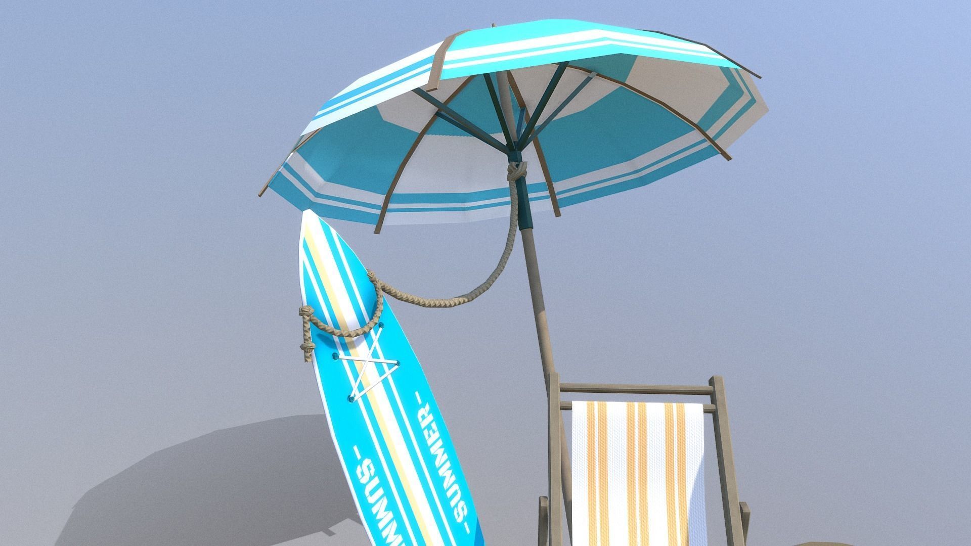 Beach Scene Low-poly 3D model_4