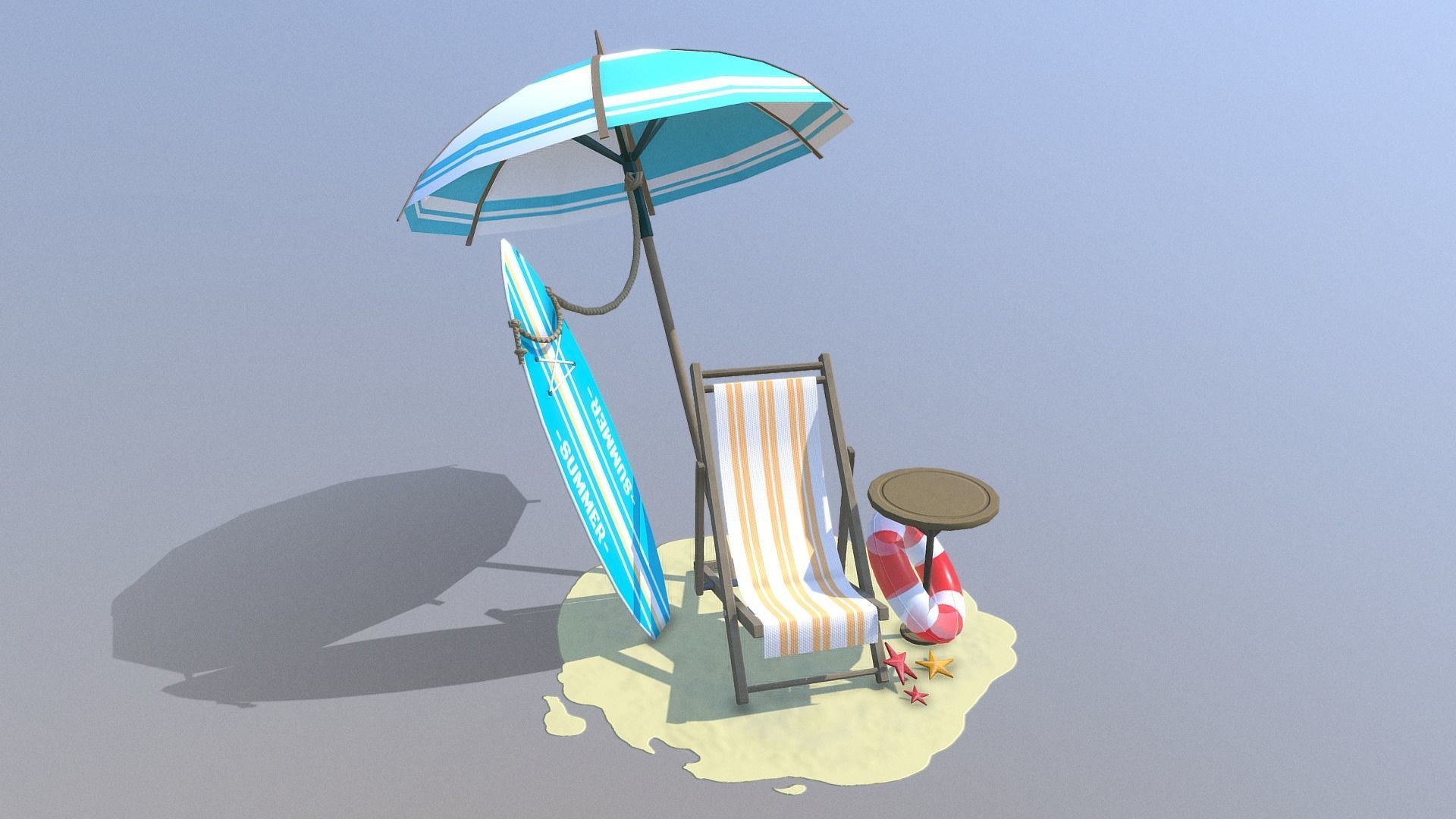 Beach Scene Low-poly 3D model_8