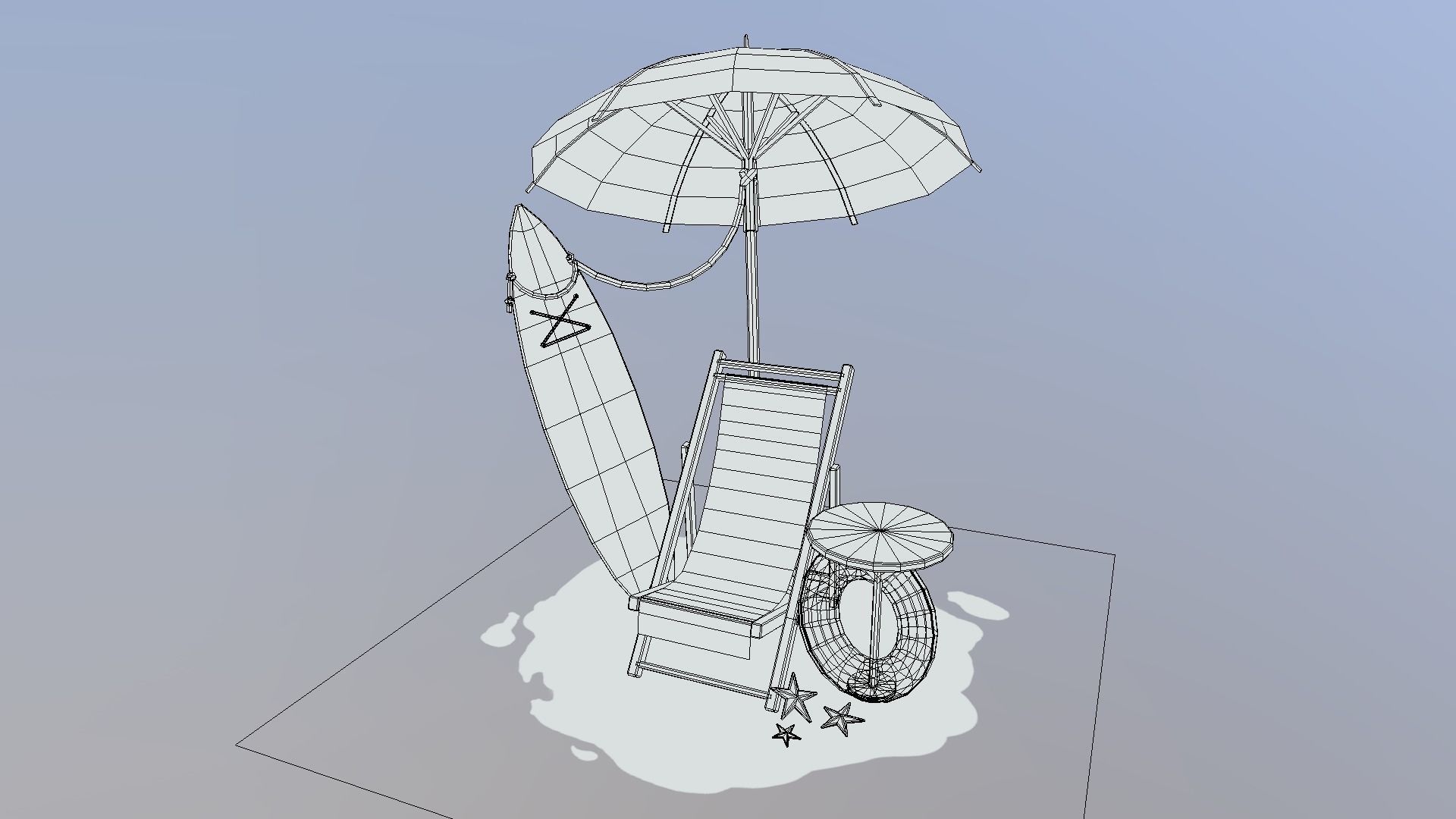 Beach Scene Low-poly 3D model_10