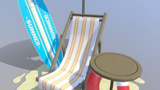 Beach Scene Low-poly 3D model 4