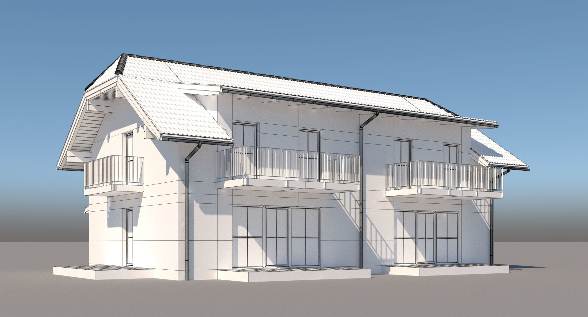 Generic Semi Detached House 014 3D model_8