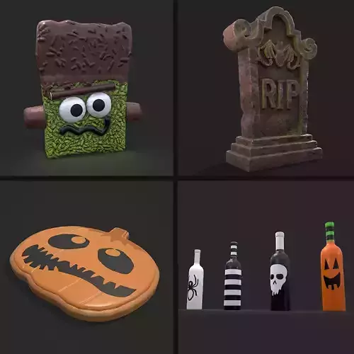 Halloween Prop Mix Four 3D Model Collection