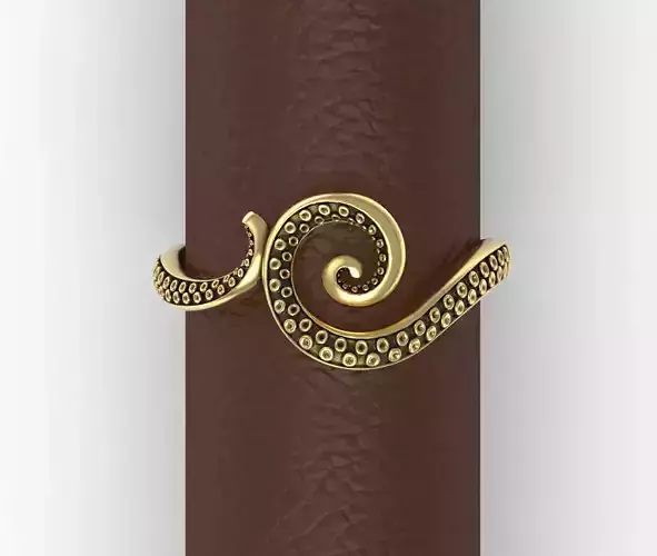 Octopus Tentacle Spiral Ring Sea Flora Fauna Jewelry  3D print model