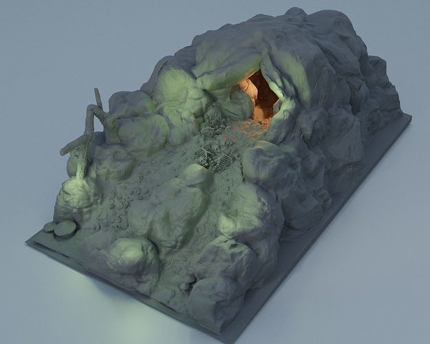 Troll Cave Tabletop Terrain 28 mm 3D print model