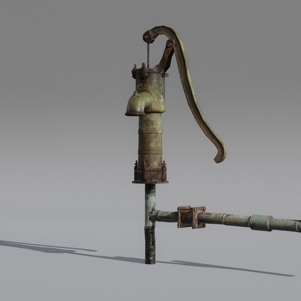HandPump  Low-poly 3D model_3