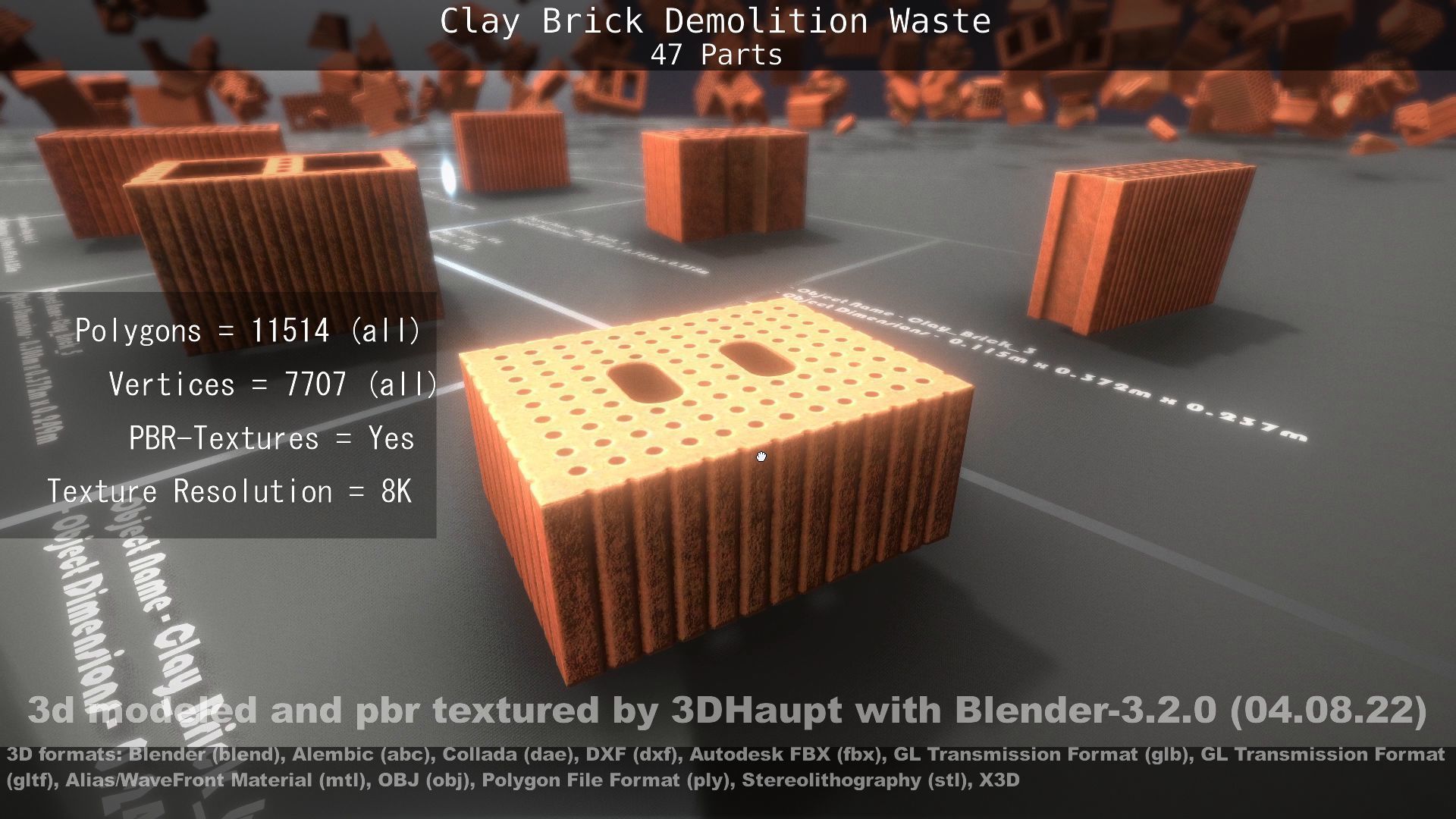 Clay Brick Demolition Waste Low-poly 3D model_129