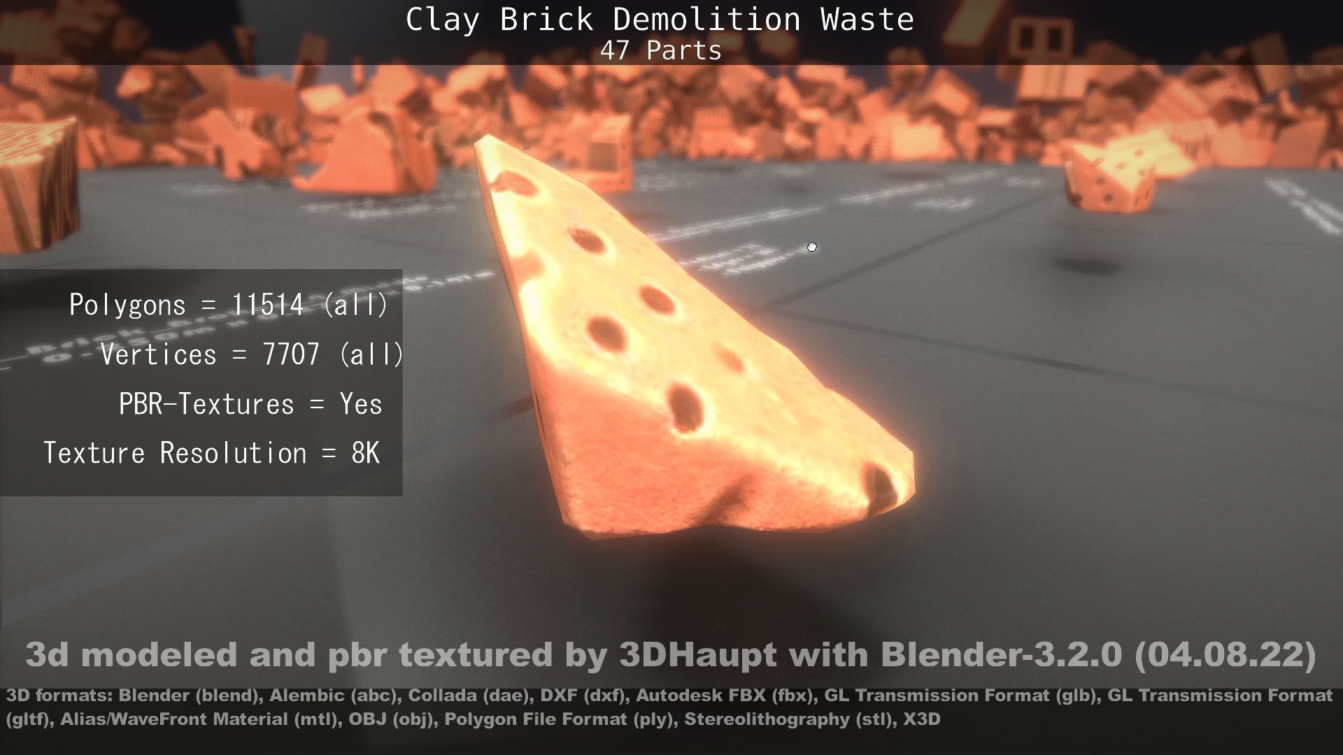 Clay Brick Demolition Waste Low-poly 3D model_40