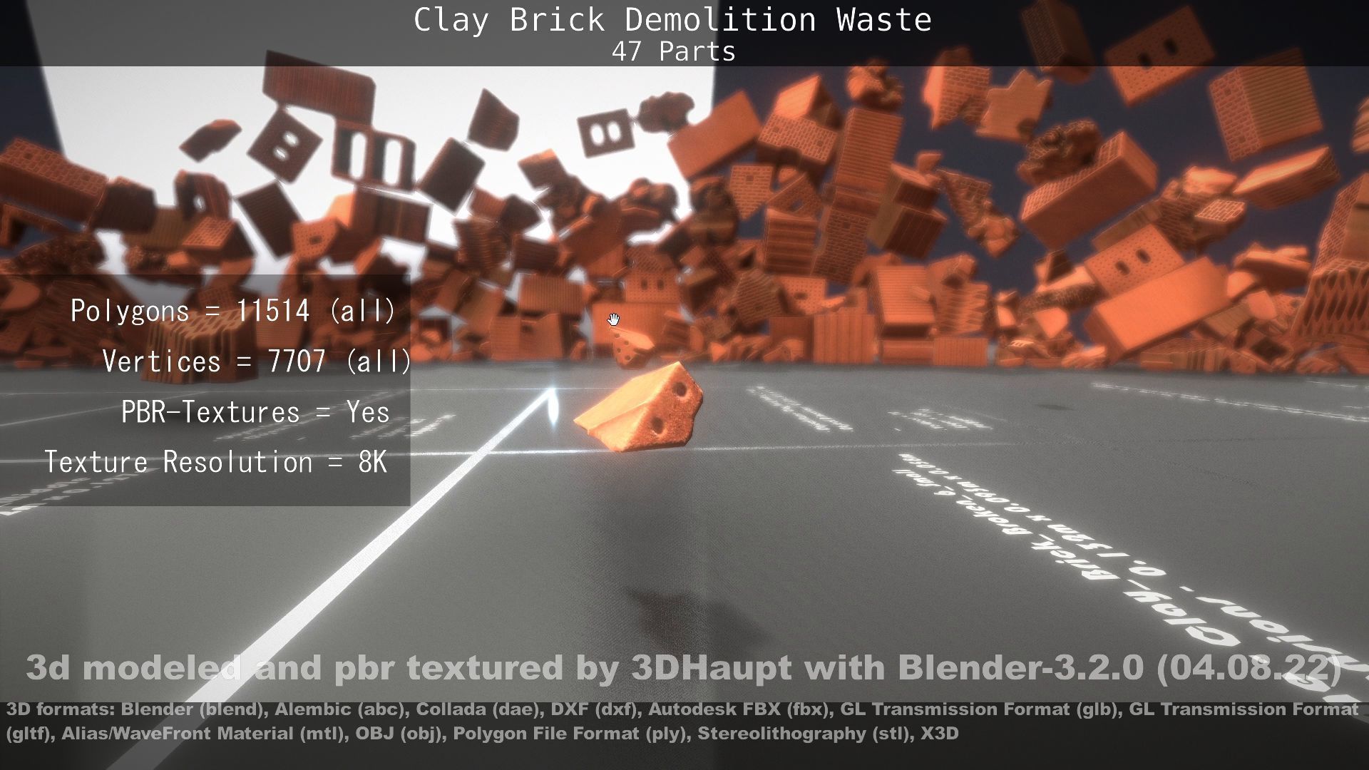 Clay Brick Demolition Waste Low-poly 3D model_93