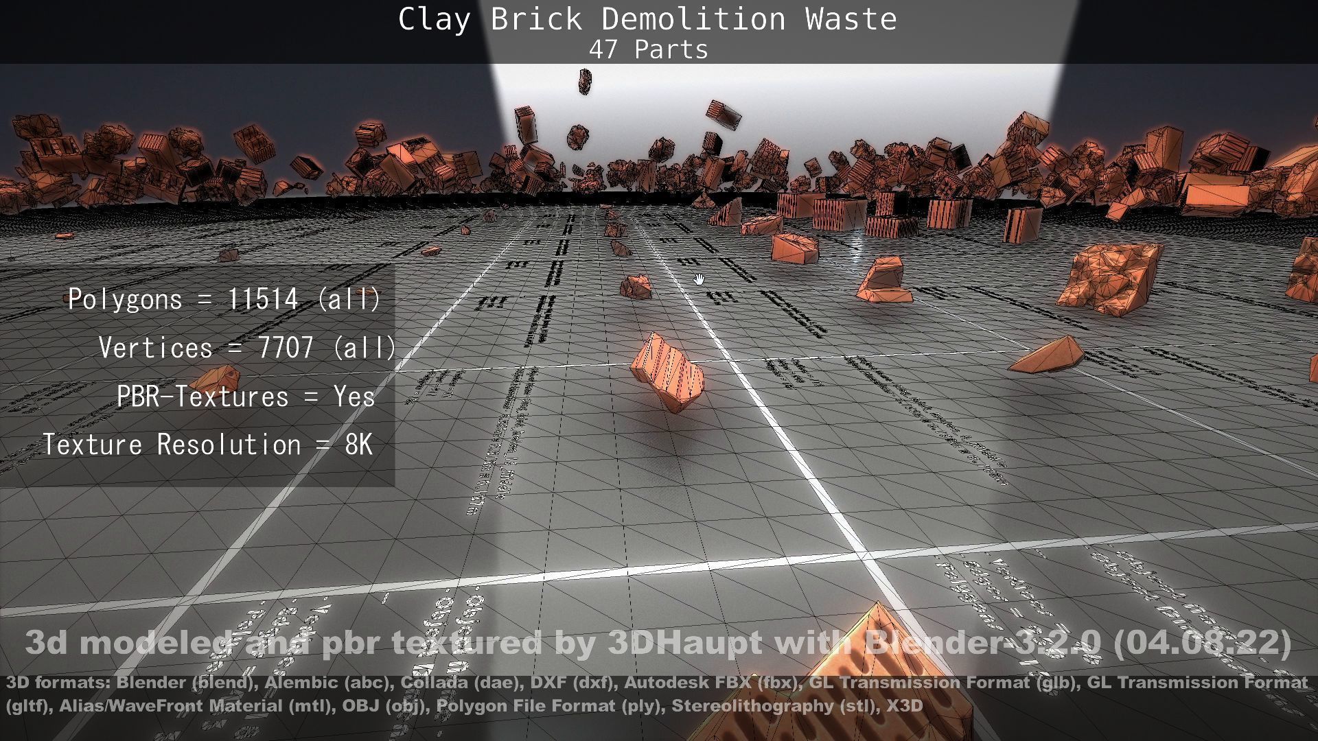 Clay Brick Demolition Waste Low-poly 3D model_39